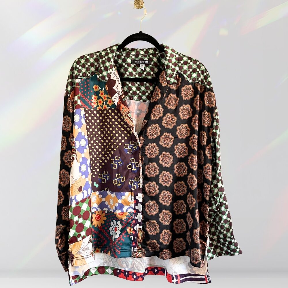 Urban Outfitters Supernova Souvenir Button-down Shirt In Multi